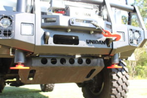 Redfoot Levelling - A close up of an Expedition Off-Road Vehicle with a front bumper.