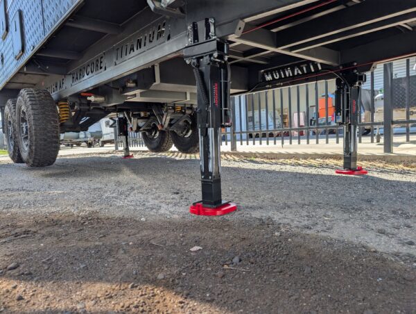 Caravan being levelled by AutoLift system